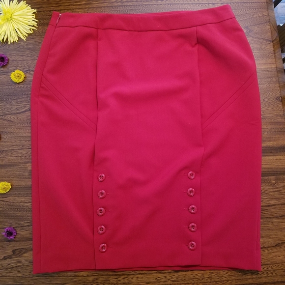 Worthington Red Pencil Skirt, sz 14 - Picture 2 of 5